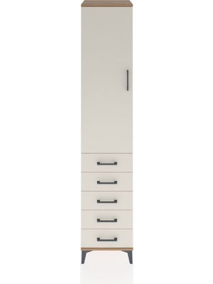 Hyperion Dolap 2 Raflı 5 Çekmeceli Tek Askılı 44X44X221 Çam-Aytaşı