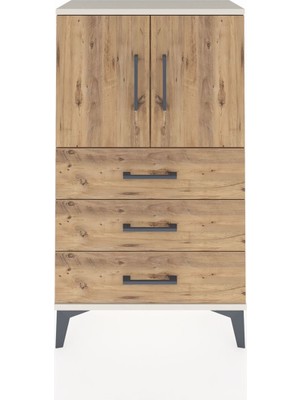 Arges Komodin 2 Raflı 3 Çekmeceli 2 Kapaklı 60X30X106 Aytaşı-Çam