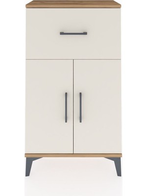 Arges Komodin Tek Raflı Tek Çekmeceli 2 Kapaklı 60X30X106 Çam-Aytaşı