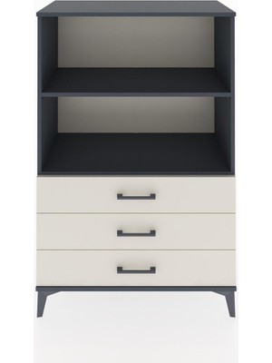 Hyperion Dolap 2 Raflı 3 Çekmeceli 88X44X134 Antrasit-Aytaşı