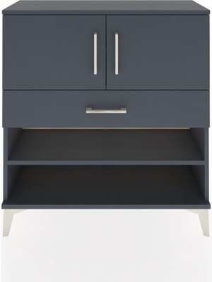 Arges Şifonyer 3 Raflı Tek Çekmeceli 2 Kapaklı 88X30X96 Antrasit-Antrasit