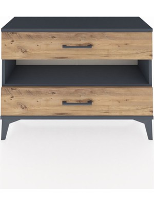 Arges Şifonyer Tek Raflı 2 Çekmeceli 88X30X64 Antrasit-Çam