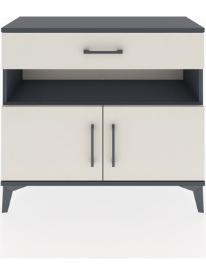 Arges Şifonyer 2 Raflı Tek Çekmeceli 2 Kapaklı 88X30X80 Antrasit-Aytaşı