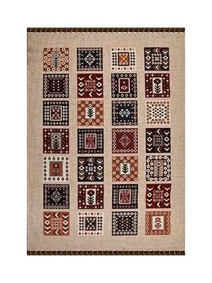 Aren Halı Brigida Geometrik Bej Akrilik Kaydırmaz Taban Makine Halısı