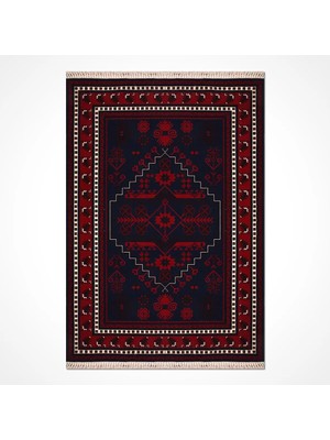 Aren Halı Venafro Figürlü Lacivert Yün Hav Iplik Pamuk Atkılı Makine Halısı