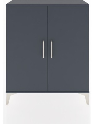 Arges Şifonyer Tek Raflı 2 Kapaklı 88X30X106 Antrasit-Antrasit