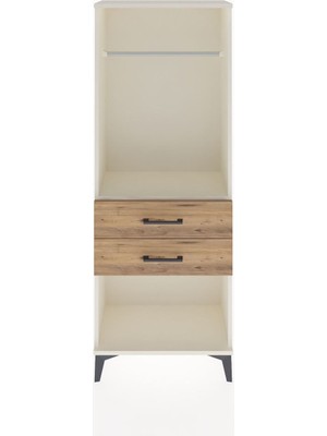 Arges Dolap Tek Raflı 2 Çekmeceli Tek Askılı 60X30X163 Aytaşı-Çam