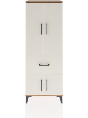 Arges Dolap 3 Raflı Tek Çekmeceli 4 Kapaklı 60X30X163 Çam-Aytaşı