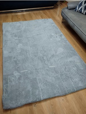 Espical Home Welsoft Kumaştan Yıkanabilir Lastikli Halı Örtüsü Gri Renk 120 x 180 Ebatlarında Saçaksız