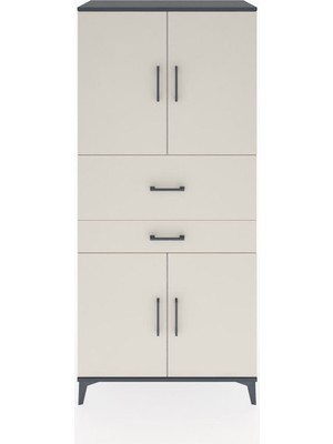 Hyperion Dolap 4 Raflı 2 Çekmeceli 4 Kapaklı 88X44X195 Antrasit-Aytaşı