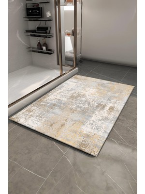 Kaymaz Tabanlı Mavi Yıkanabilir Banyo ve Duş Önü Paspası Seti