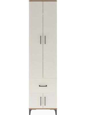 Arges Dolap 4 Raflı Tek Çekmeceli 4 Kapaklı 60X30X243 Çam-Aytaşı