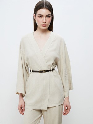 Lc Waikiki Yeni Sezon Şal Yaka Kemerli Kadın Kimono