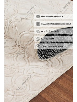 Yıkanabilir Kaymaz Tabanlı Embos Kesme Rulo Halı Yolluk Bej Z1002B
