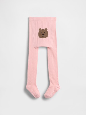 Gap Bebek Pembe Pointelle Bear Baskılı Külotlu Çorap