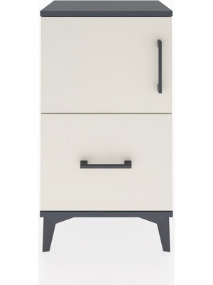 Arges Komodin 2 Raflı Tek Çekmeceli Tek Kapaklı 44X30X80 Antrasit-Aytaşı