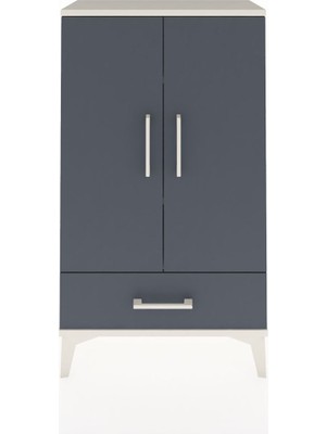 Arges Komodin 3 Raflı Tek Çekmeceli 2 Kapaklı 60X30X106 Aytaşı-Antrasit