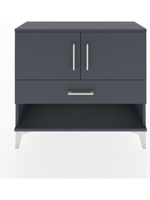 Arges Şifonyer 2 Raflı Tek Çekmeceli 2 Kapaklı 88X30X80 Antrasit-Antrasit