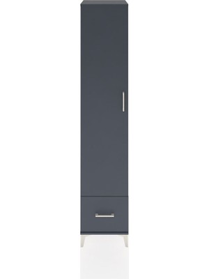 Hyperion Dolap 5 Raflı Tek Çekmeceli Tek Kapaklı 44X44X221 Antrasit-Antrasit