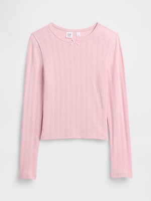 Gap Kız Çocuk Açık Pembe Fitilli Pointelle T-Shirt