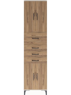 Arges Dolap 3 Raflı 4 Çekmeceli 4 Kapaklı 60X30X243 Aytaşı-Çam