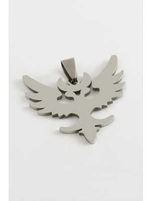 Çift Başlı Kartal Çelik Kolye Ucu 3,5 cm