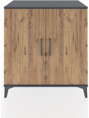 Hyperion Şifonyer 3 Raflı 2 Kapaklı 88X44X96 Antrasit-Çam