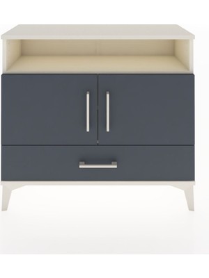Arges Şifonyer 3 Raflı Tek Çekmeceli 2 Kapaklı 88X30X80 Aytaşı-Antrasit