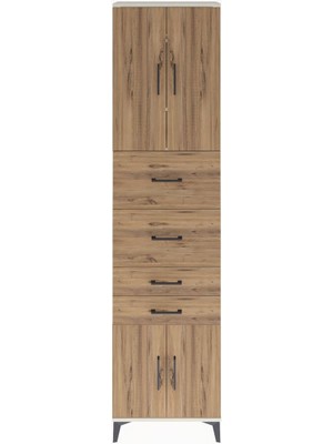 Arges Dolap 3 Raflı 4 Çekmeceli 4 Kapaklı 60X30X243 Aytaşı-Çam