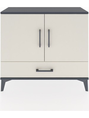 Arges Şifonyer 2 Raflı Tek Çekmeceli 2 Kapaklı 88X30X80 Antrasit-Aytaşı