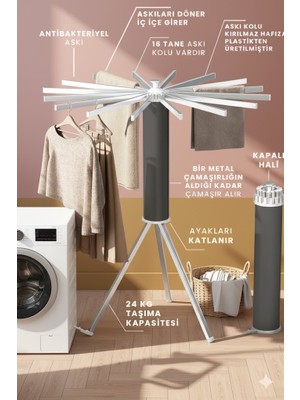 Tubshop Katlanabilir Ahtapot Çamaşır Kurutma Askısı - Kule Çamaşır Askılığı