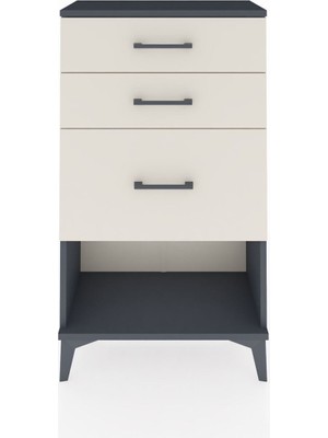 Arges Komodin 3 Çekmeceli 60X30X106 Antrasit-Aytaşı