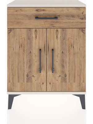 Arges Komodin Tek Raflı Tek Çekmeceli 2 Kapaklı 60X30X80 Aytaşı-Çam