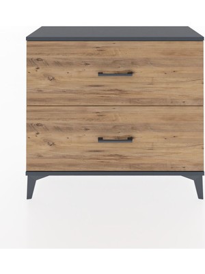 Arges Şifonyer 2 Çekmeceli 88X30X80 Antrasit-Çam
