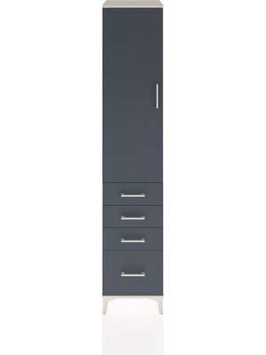 Hyperion Dolap 3 Raflı 4 Çekmeceli Tek Kapaklı 44X44X221 Aytaşı-Antrasit