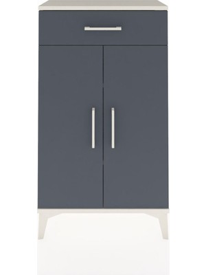 Arges Komodin 2 Raflı Tek Çekmeceli 2 Kapaklı 60X30X106 Aytaşı-Antrasit