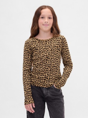 Gap Kız Çocuk Kahverengi Fitilli T-Shirt