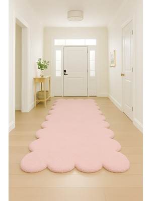 Modern Pembe Dekoratif Halı, Çocuk Odası ve Salon Için Kaymaz Tabanlı Yolluk