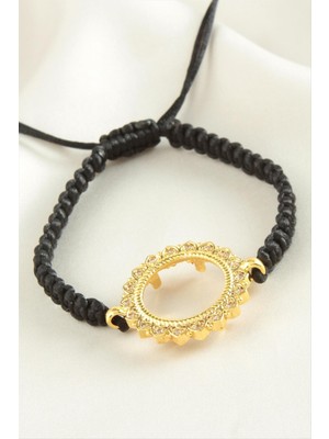 Çeyrek Altın Koyulabilir Makrome Örgülü Bileklik