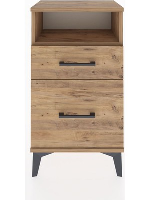Arges Komodin Tek Raflı 2 Çekmeceli 44X30X80 Çam-Çam