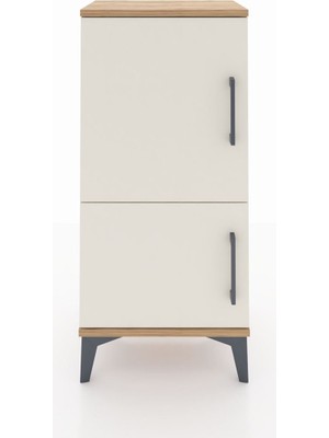 Arges Komodin 3 Raflı 2 Kapaklı 44X30X96 Çam-Aytaşı