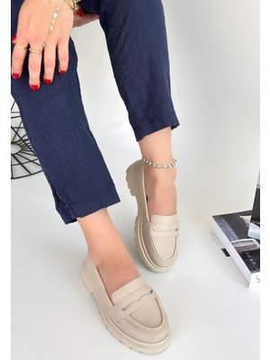 Ortopedik Topuk Dikenine Karşı Özel Üretim Oxford Babet Ayakkabı Cilt Bej Topuk Boyu 2,5 cm