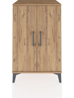 Hyperion Komodin 2 Raflı 2 Kapaklı 60X44X96 Çam-Çam