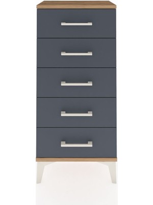 Arges Komodin 5 Çekmeceli 44X30X96 Çam-Antrasit