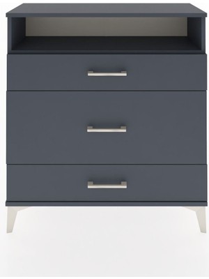 Arges Şifonyer Tek Raflı 3 Çekmeceli 88X30X96 Antrasit-Antrasit