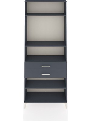 Arges Dolap 4 Raflı 2 Çekmeceli 88X30X221 Antrasit-Antrasit