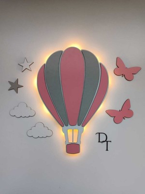 Pembe LED Işıklı Çocuk Odası Duvar Dekorasyonu, Renkli ve Şirin Tasarım