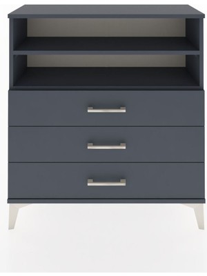 Arges Şifonyer 2 Raflı 3 Çekmeceli 88X30X96 Antrasit-Antrasit