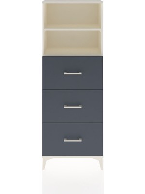 Arges Dolap 2 Raflı 3 Çekmeceli 60X30X163 Aytaşı-Antrasit
