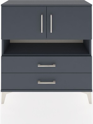 Arges Şifonyer 3 Raflı 2 Çekmeceli 2 Kapaklı 88X30X96 Antrasit-Antrasit